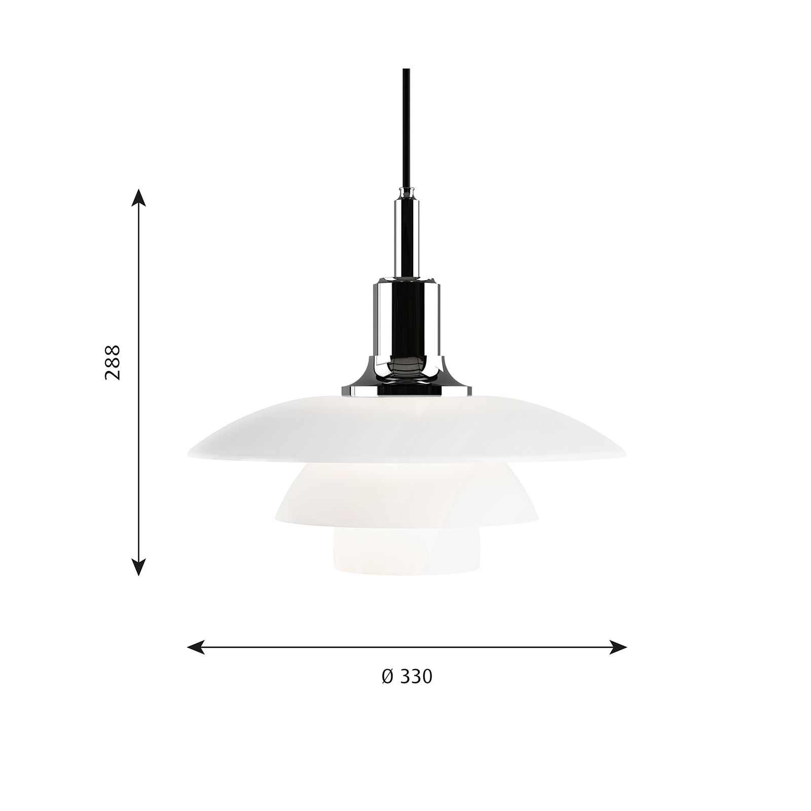 Louis Poulsen PH 3½-3 Glass Pendant Lamp 保羅漢寧森系列 玻璃貝殼 三層次吊燈 33 cm