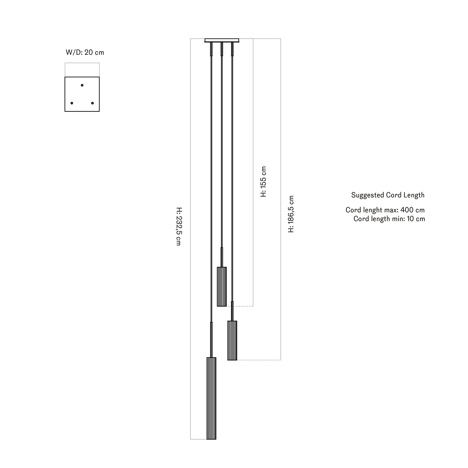Audo Tubulaire Pendant Canopy 3 長管系列 鋁質單管吊燈 - 多燈款