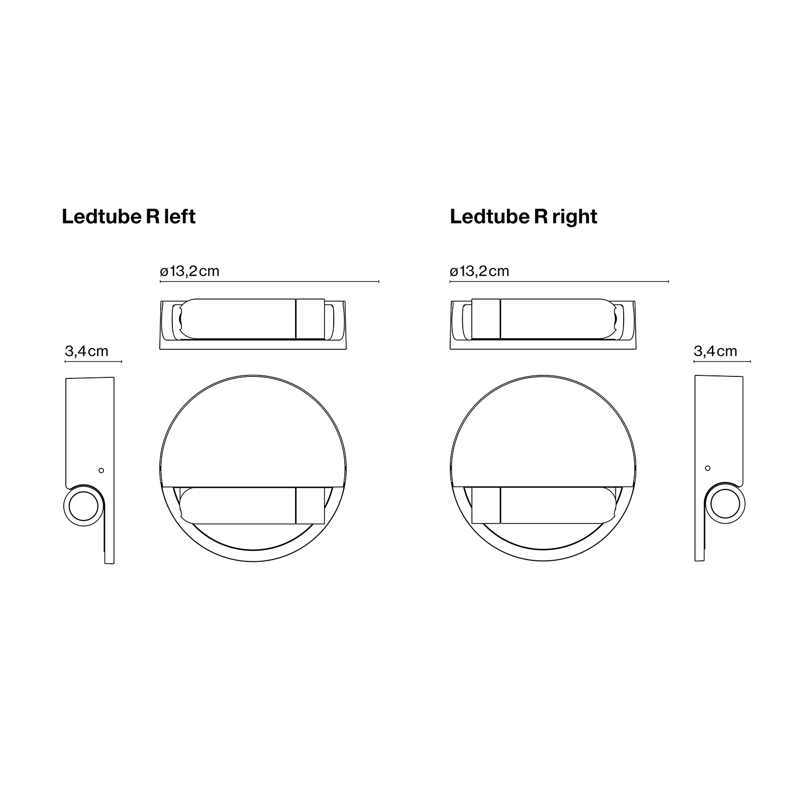 Marset Ledtube R Wall Light 圓管系列 圓盤底座 壁燈