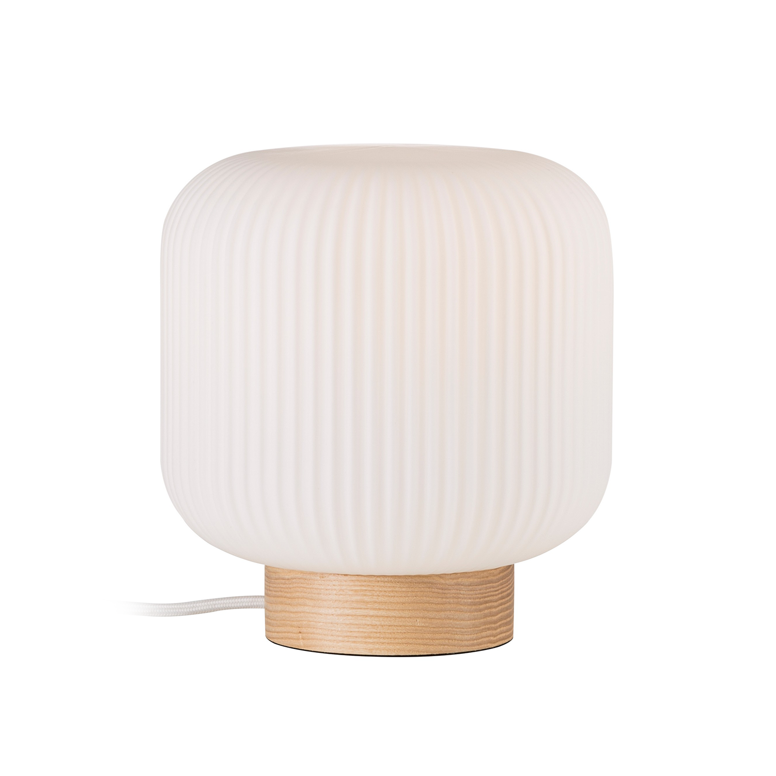 Nordlux Milford Table lamp Nature 柔褶系列 玻璃桌燈 - 木紋底座 21.7 cm