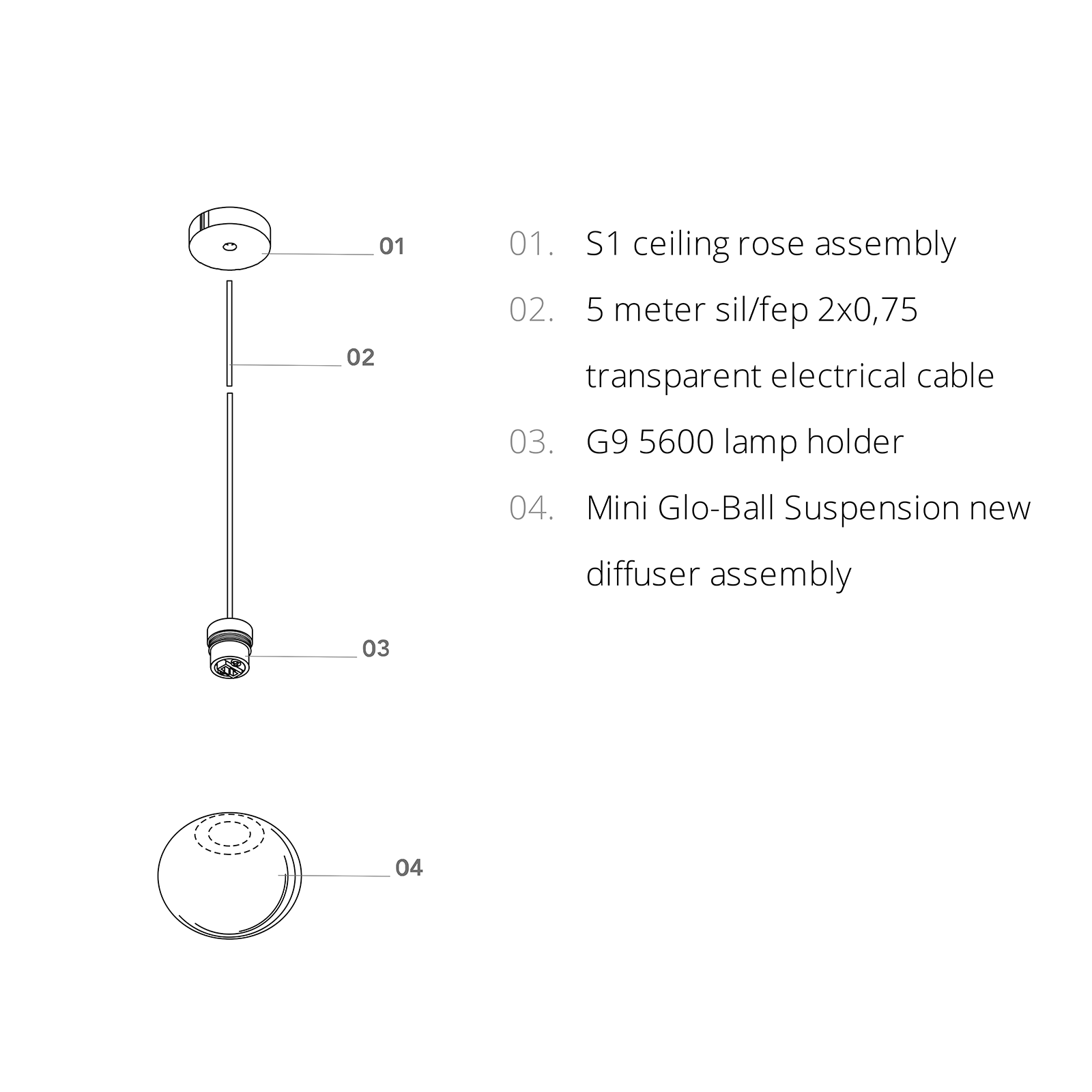 Flos Mini Glo-Ball S Suspension 霧白雪球系列 玻璃吊燈 - 迷你款