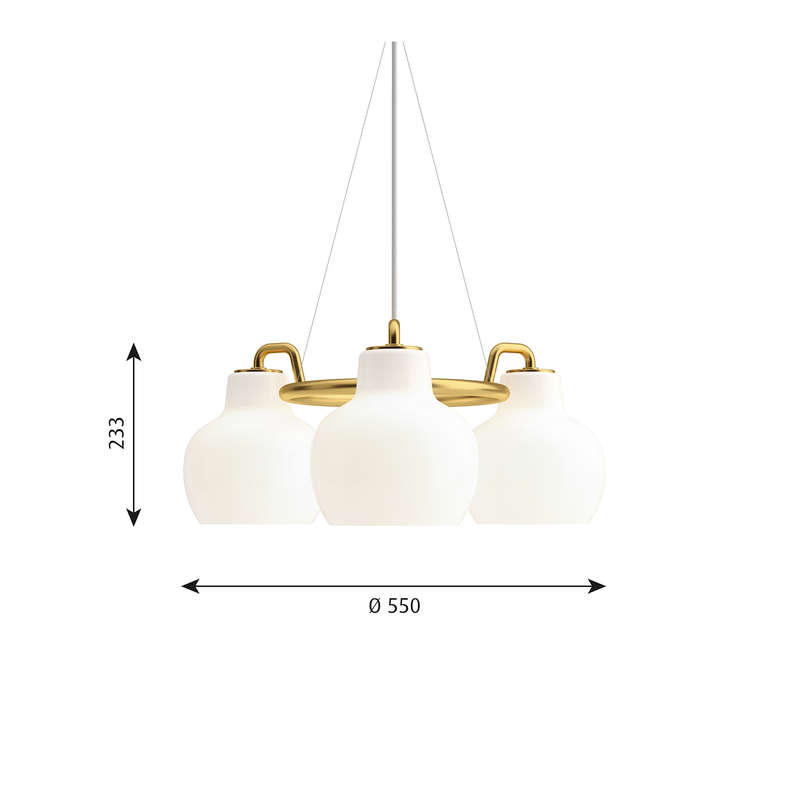 Louis Poulsen VL Ring Crown 3 Pendant Light 維爾勒經典系列 金色環冠 玻璃吊燈 - 三燈款