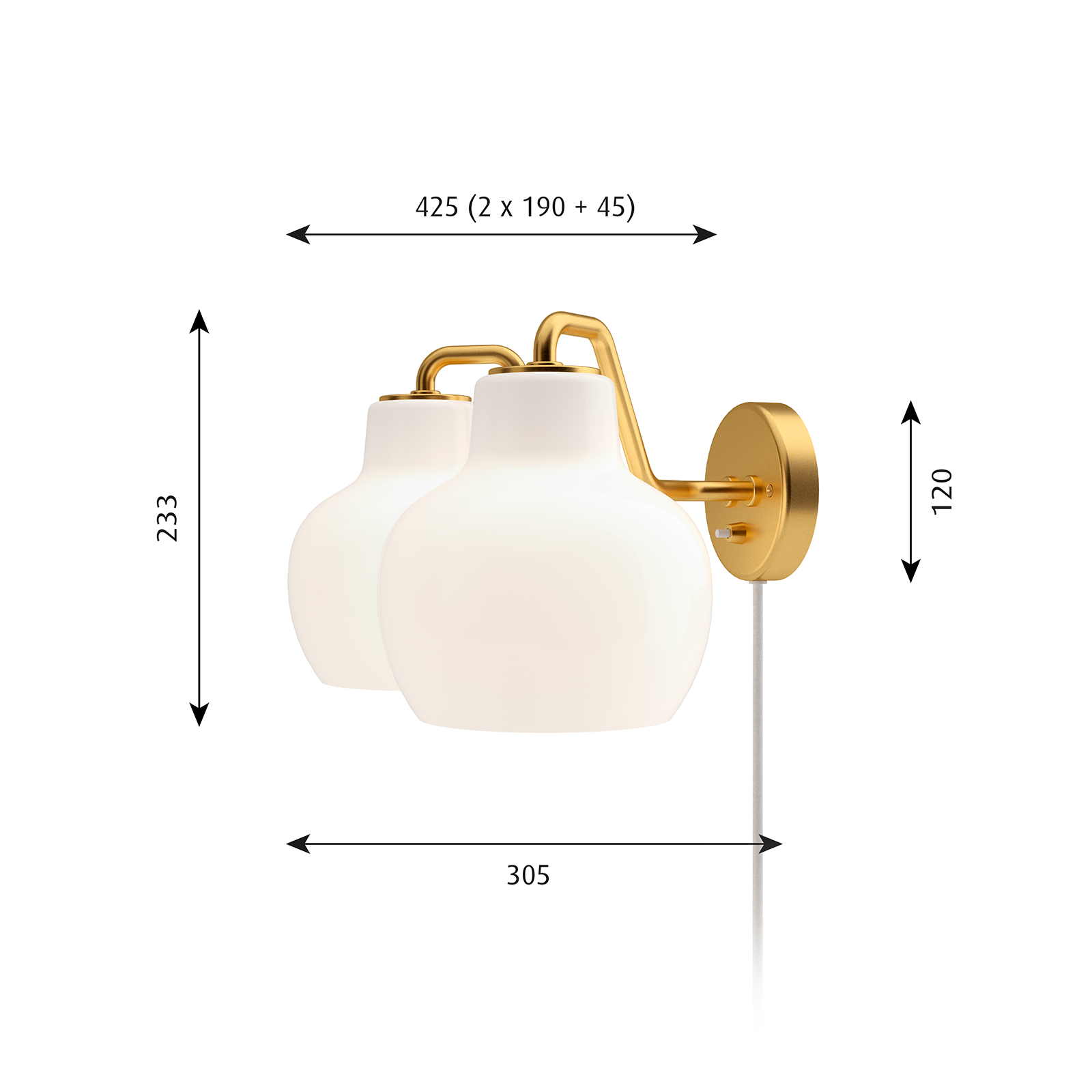 Louis Poulsen VL Ring Crown Wall Lamp 維爾勒經典系列 金色環冠 玻璃壁燈 - 雙燈款