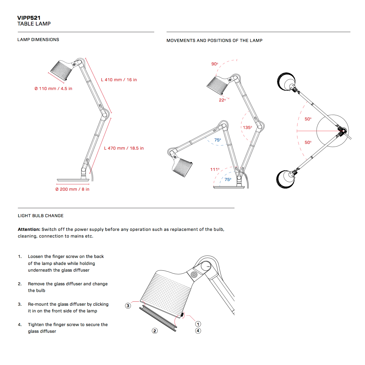 Vipp 521 Desk Lamp 維普燈飾系列 懸臂兩節式 檯燈 / 桌燈
